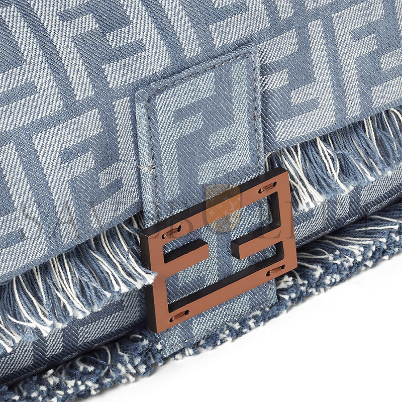F**di baguette blue denim effect ff jacquard bag 8br600aut4f1sxq (27*15*6cm)